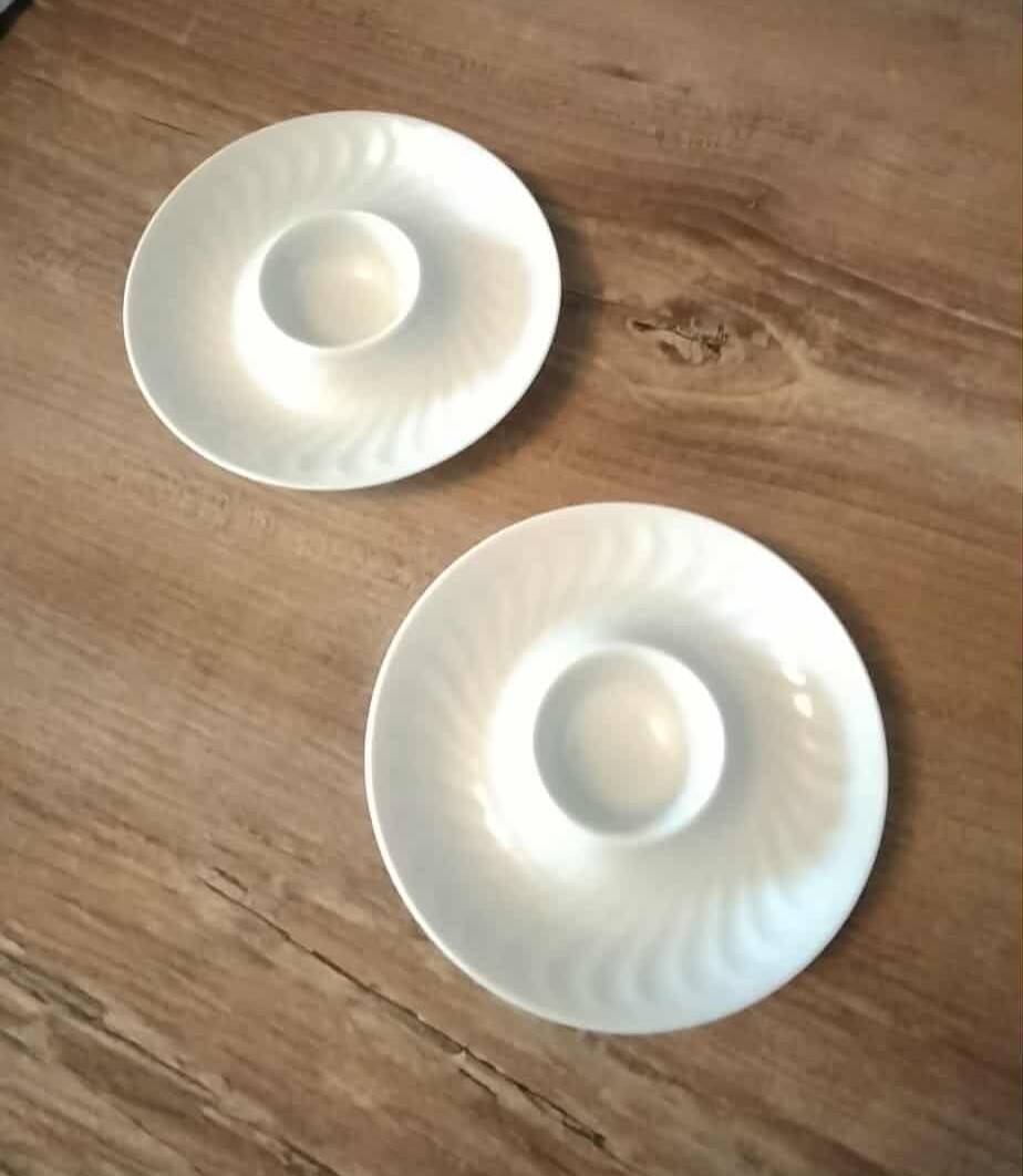 Set of white porcelain egg cups Bareuther Waldsassen 1970s