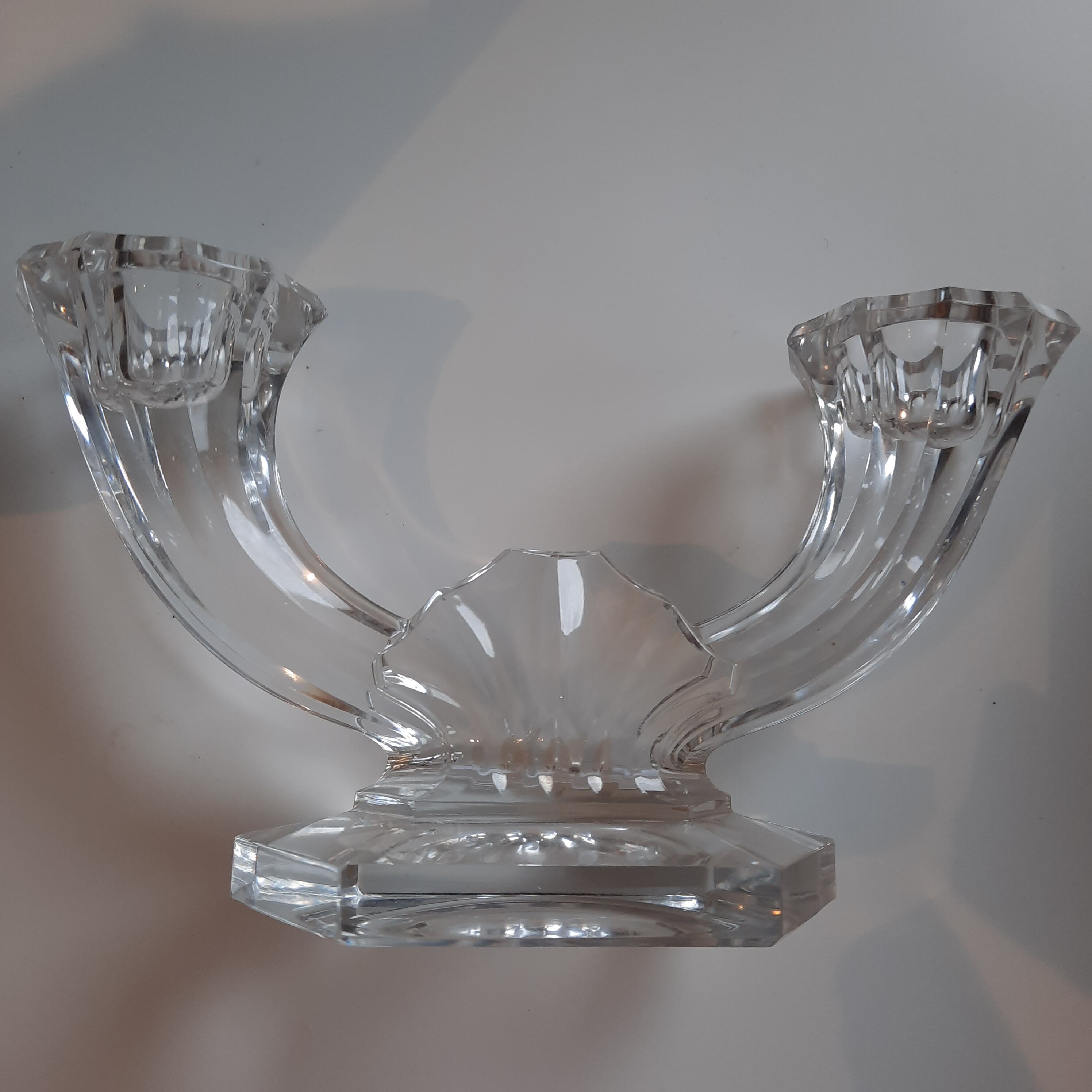 Bougeoir  2 branches en cristal Art déco Val Saint Lambert