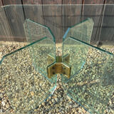 Table basse en verre et connecteurs en laiton par peter ghyczy