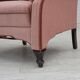 1950s, Danish armchair, salmon pink furniture velour, oak wood.
