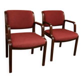 Pair of tweed teak Comforto armchairs