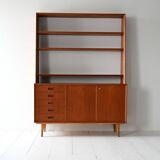 Vintage Scandinavian teak bookcase with drawers