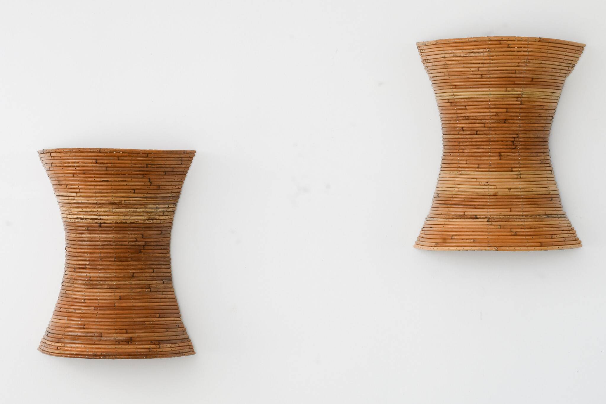 Pair of Organic Rattan Wall Sconces