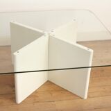 Wood and glass coffee table , France, circa 1980