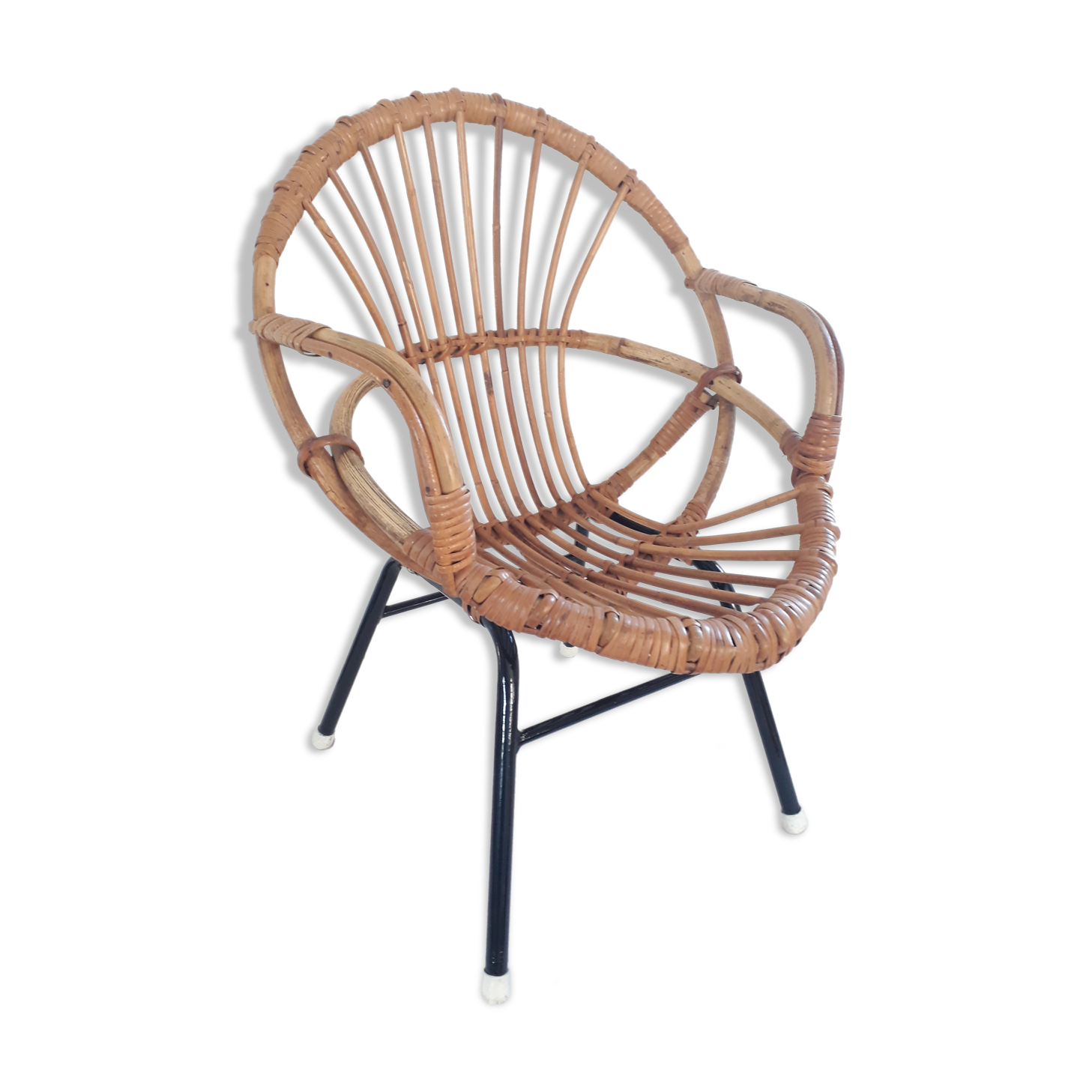 Fauteuil enfant vintage années 60/70 rotin et osier