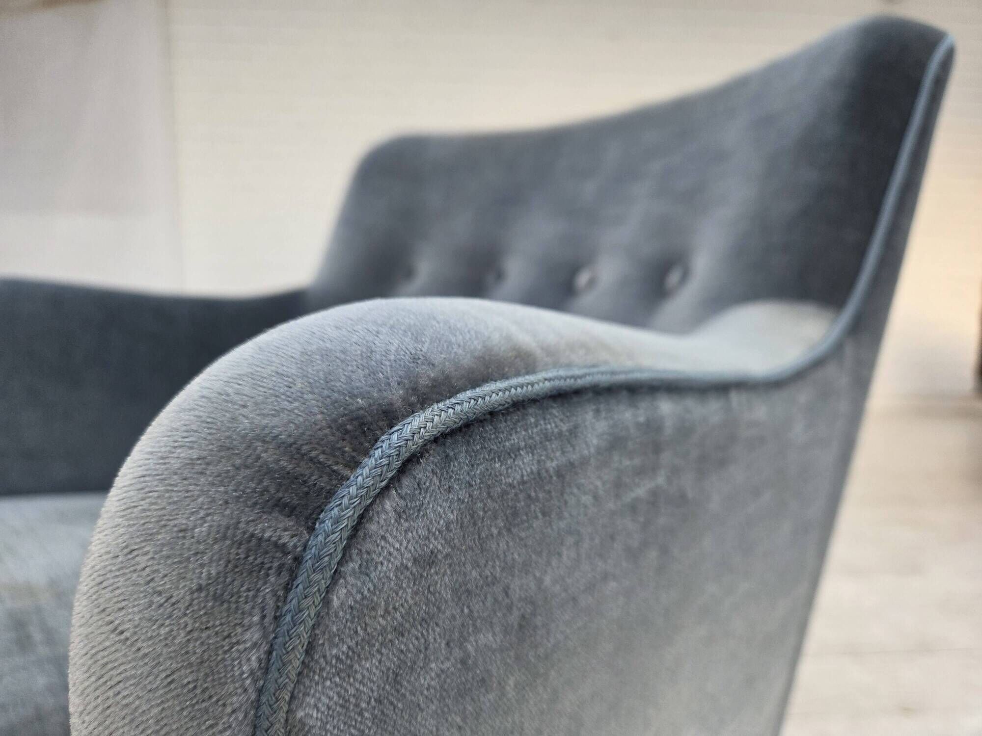 1970s, Danish armchair, furniture velour, beech wood.
