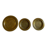 Ensemble de 3 plateaux en laiton vintage d'Afrique du Nord