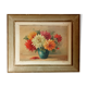 Oil on canvas vase with dalhias framed
