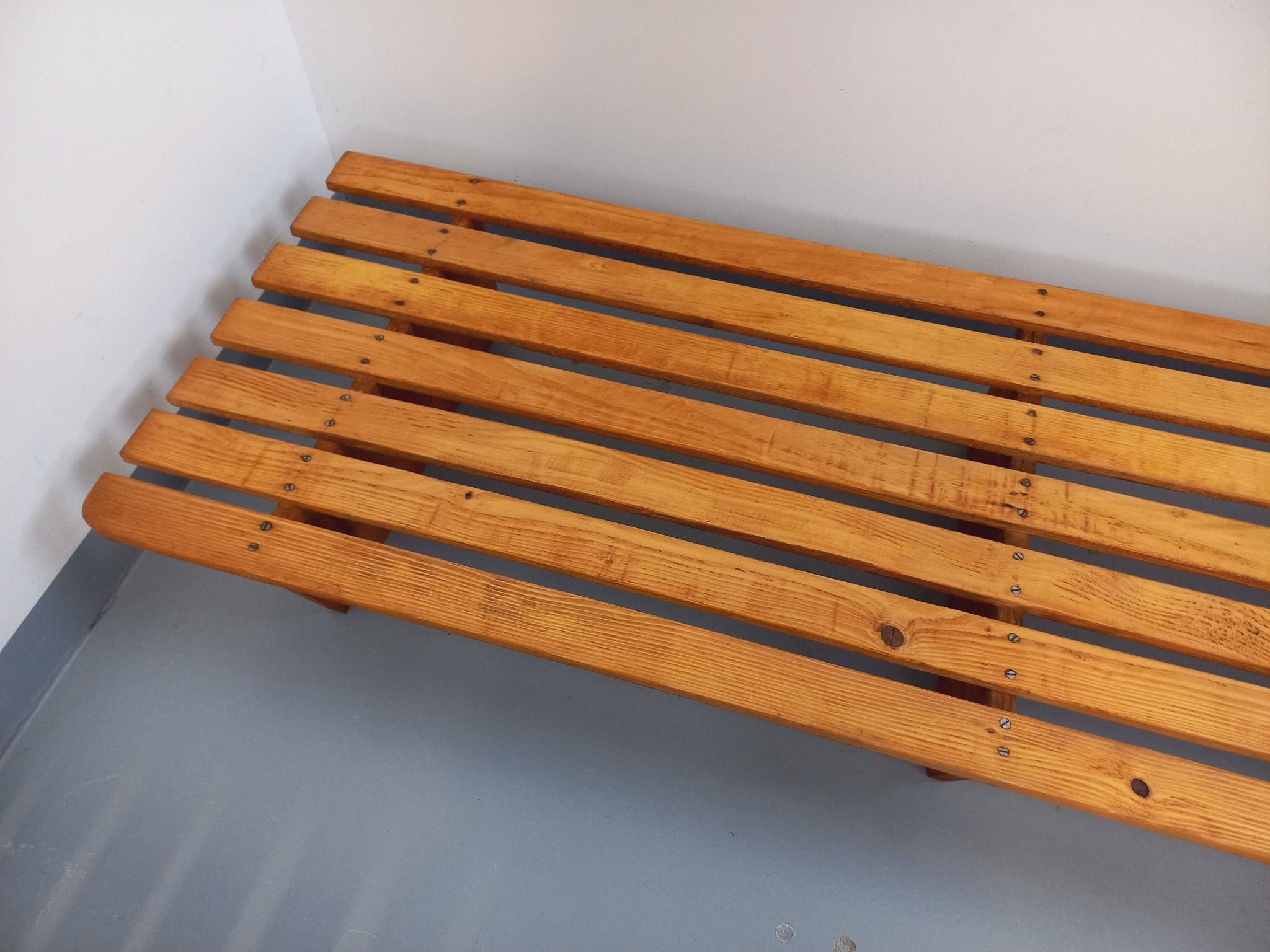 Pair of vintage  Perriand style  pine benches
