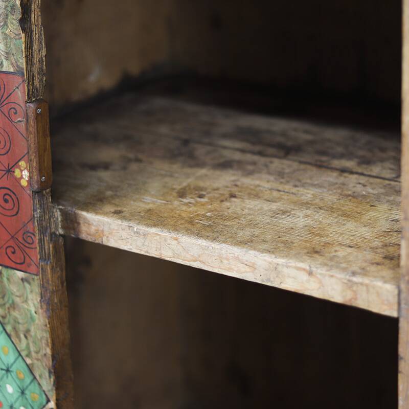 Rustic Farmhouse Folk Art Painted Bridal Cabinet
