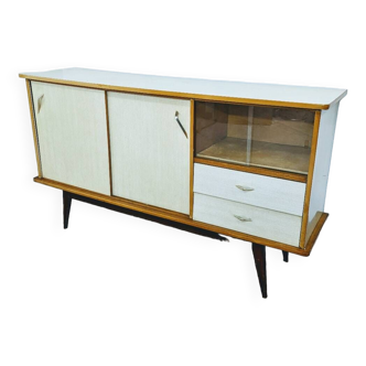 Vintage sideboard in white formica and wood