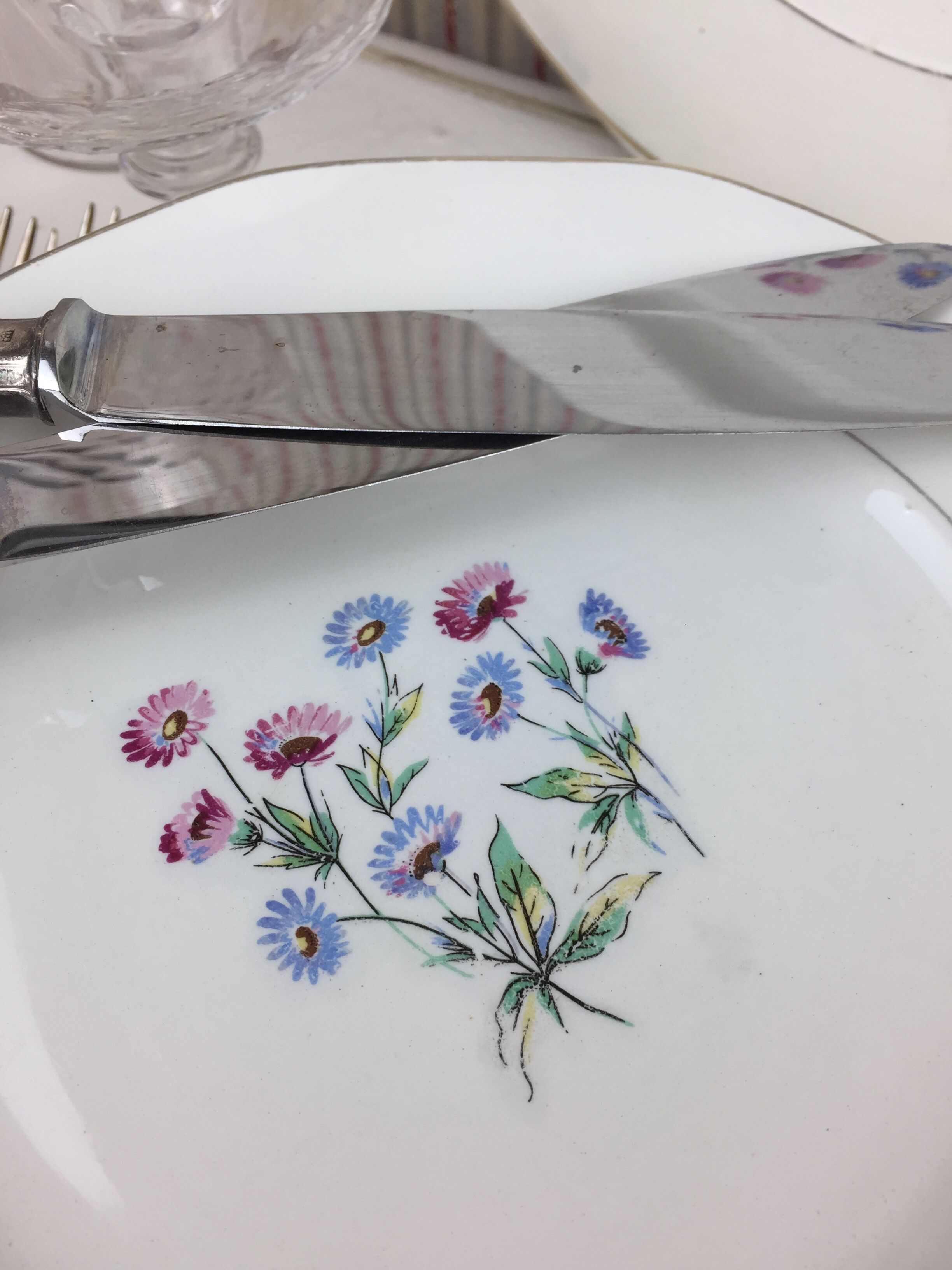 12 antique dessert plates made in France Digoin Sarreguemines