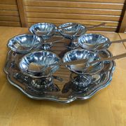 Ice Cream Service GUY DEGRENNE Tray + 6 Bowls + 6 Vintage Spoons