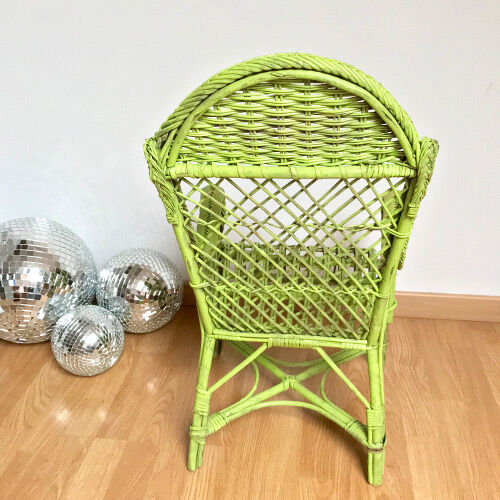 Children's chair in green rattan