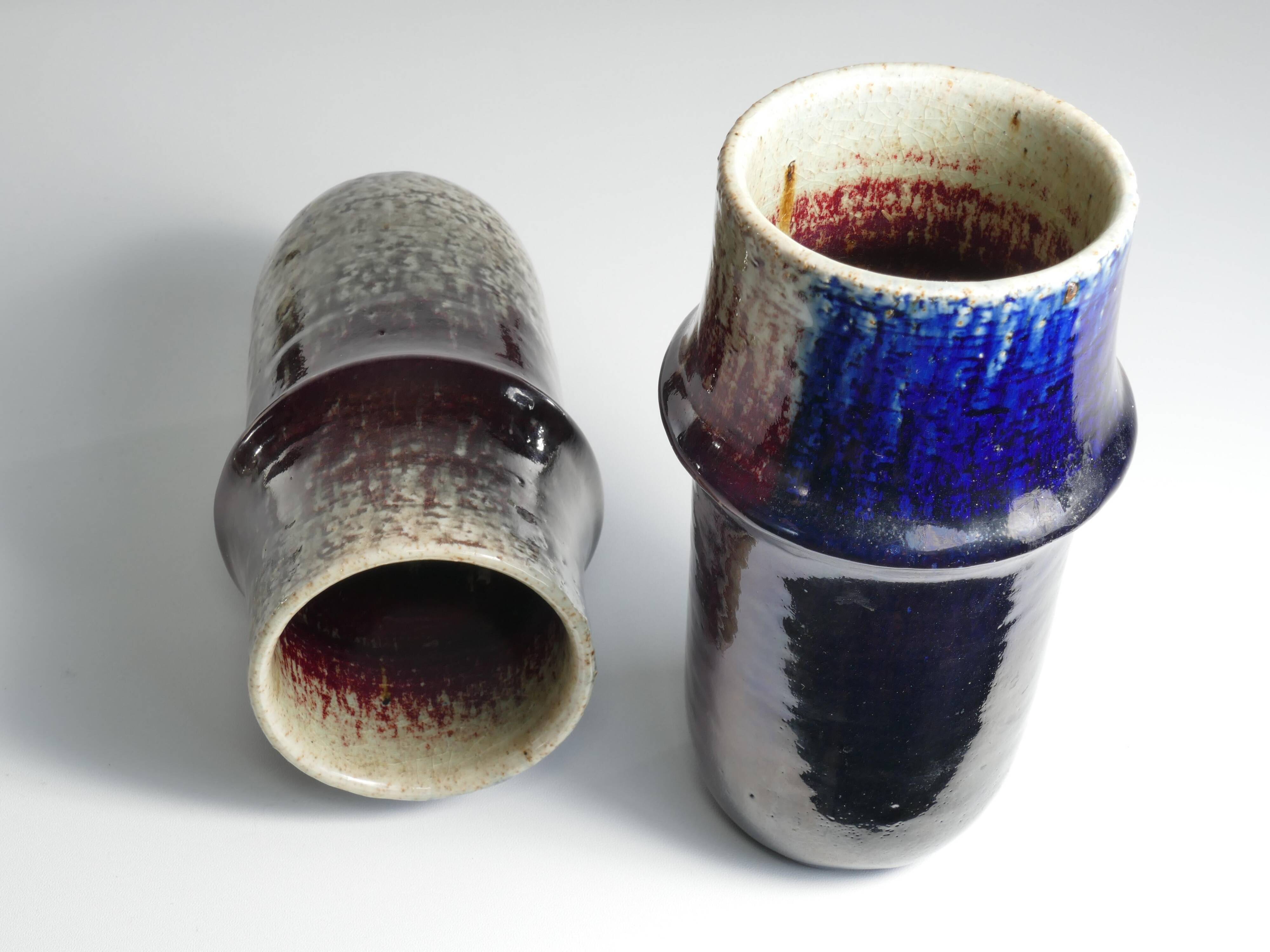 Scandinavian Modern Ceramic Vases, Sylvia Leuchovius, Rörstrand 1976,  Set of 2