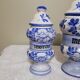 3 Delft style earthenware spice jars or apothecary pots