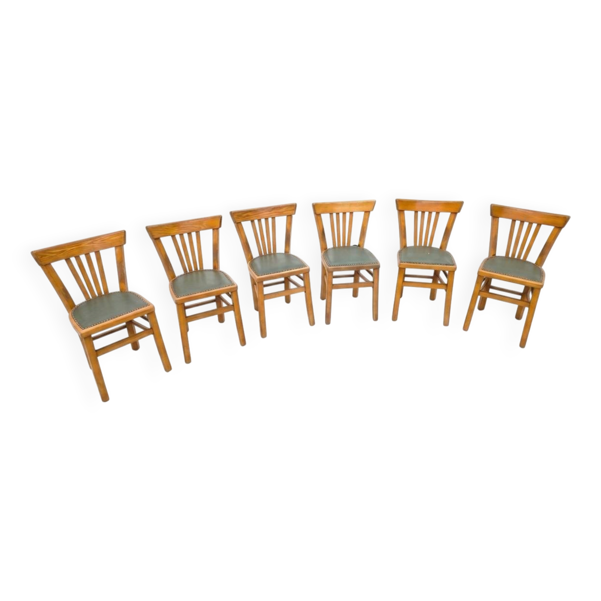 6 bistro chairs in solid oak, 1920s