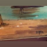 Marine painting, fixed on glass, signed P. Alix, art deco, old