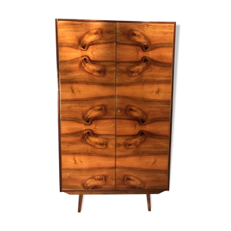 Armoire minimaliste plaquée noyer brillant années 60