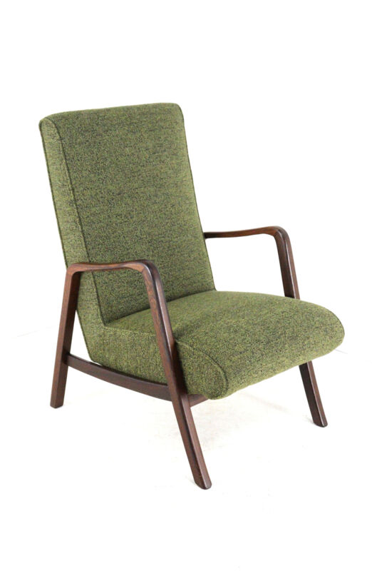 Knicos Armchair in Wengé with Green Upholstery | very rare dutch design