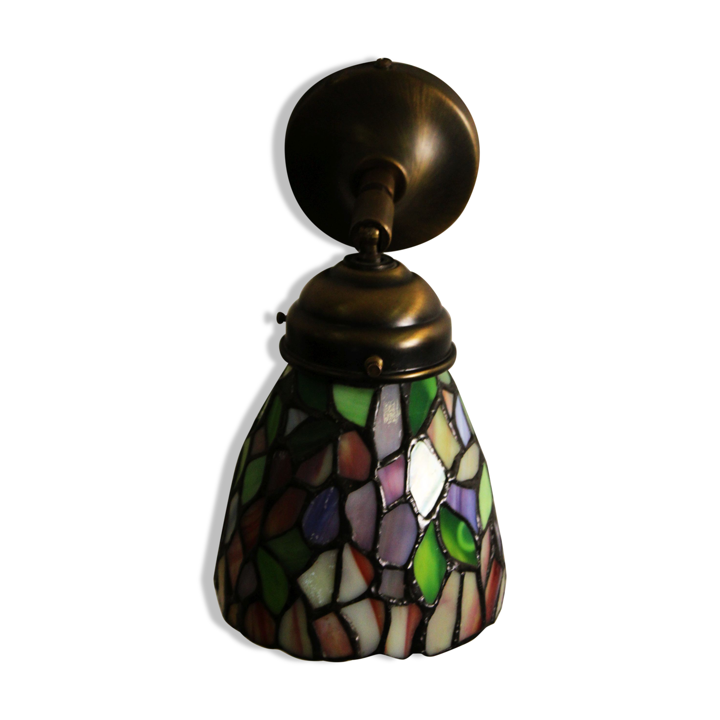 Applique Tiffany, vitrail et étain