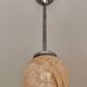 suspension glass globe pink and gold on a metal aluminium stem and structure
