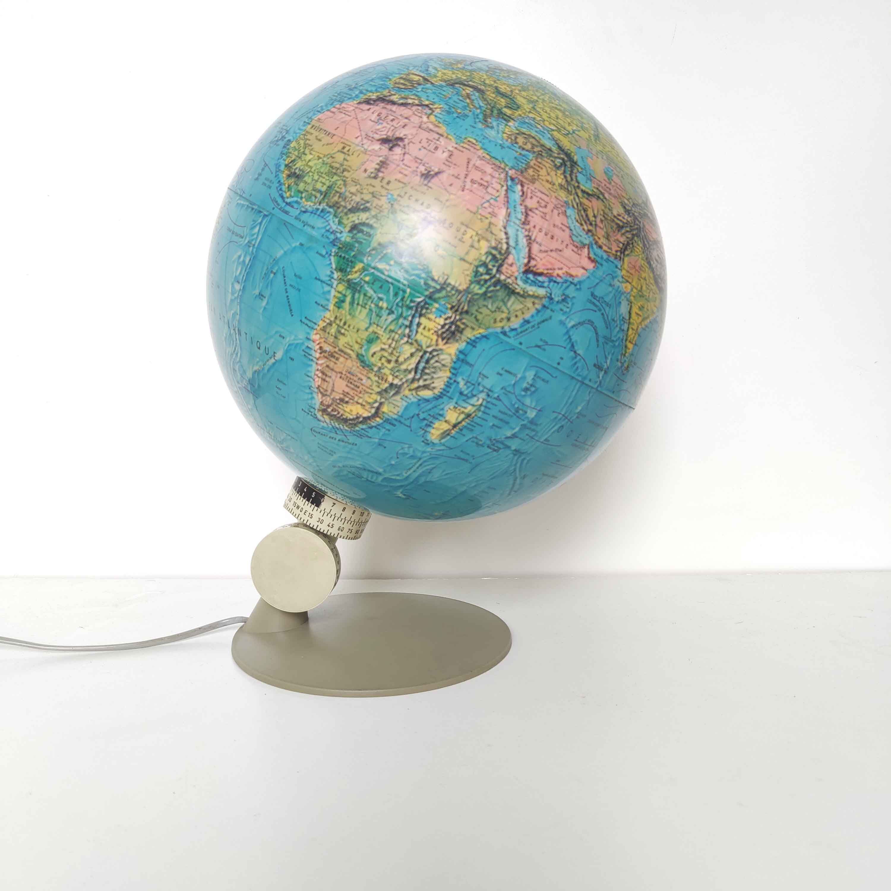 Vintage globe luminous world map Scan Globe Denmark 1973