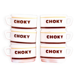 Choky - set of six advertising chocolate cups - bistro cups - arcopal - 1980