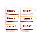 Choky - lot de six tasses à chocolat publicitaires - tasses de bistrot - arcopal - 1980