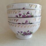 Set de 4 bols décor violettes en porcelaine