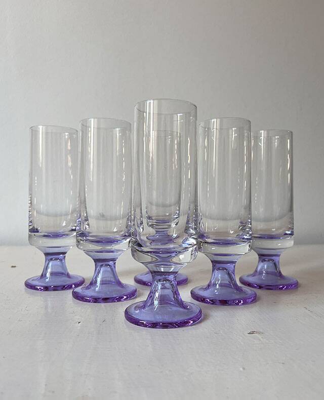 Set of 6 champagne flutes 1970