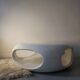 Luigi Colani space age table in white fiberglass and glass, 1970