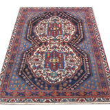 Antique persian afshar carpet handwoven blue wool area rug-