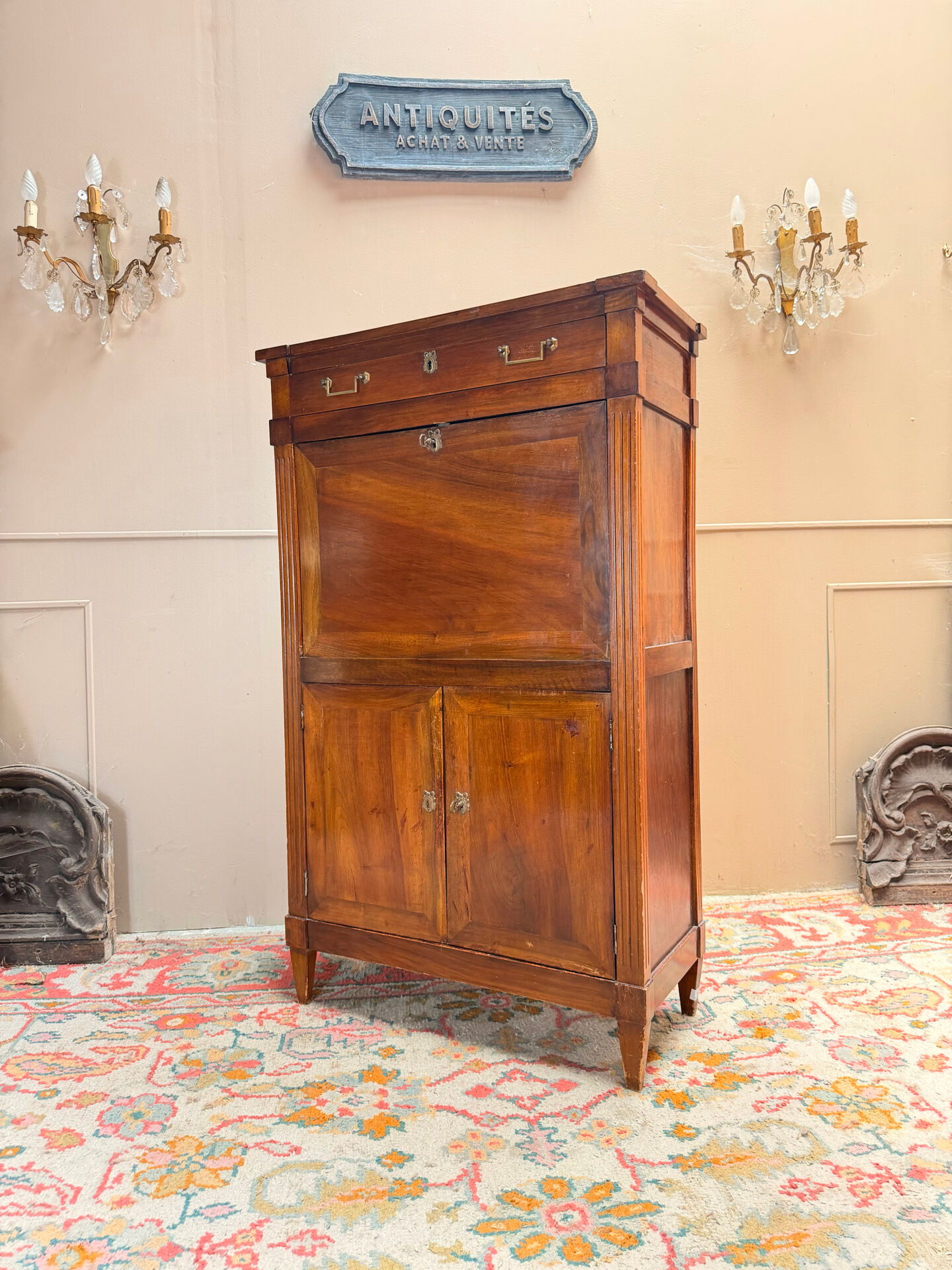 SECRETARY IN WALNUT IN LOUIS XVI STYLE 19TH CENTURY