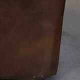 Set of 2 Large Dark Cowhide Leather Chesterfield Armchairs
