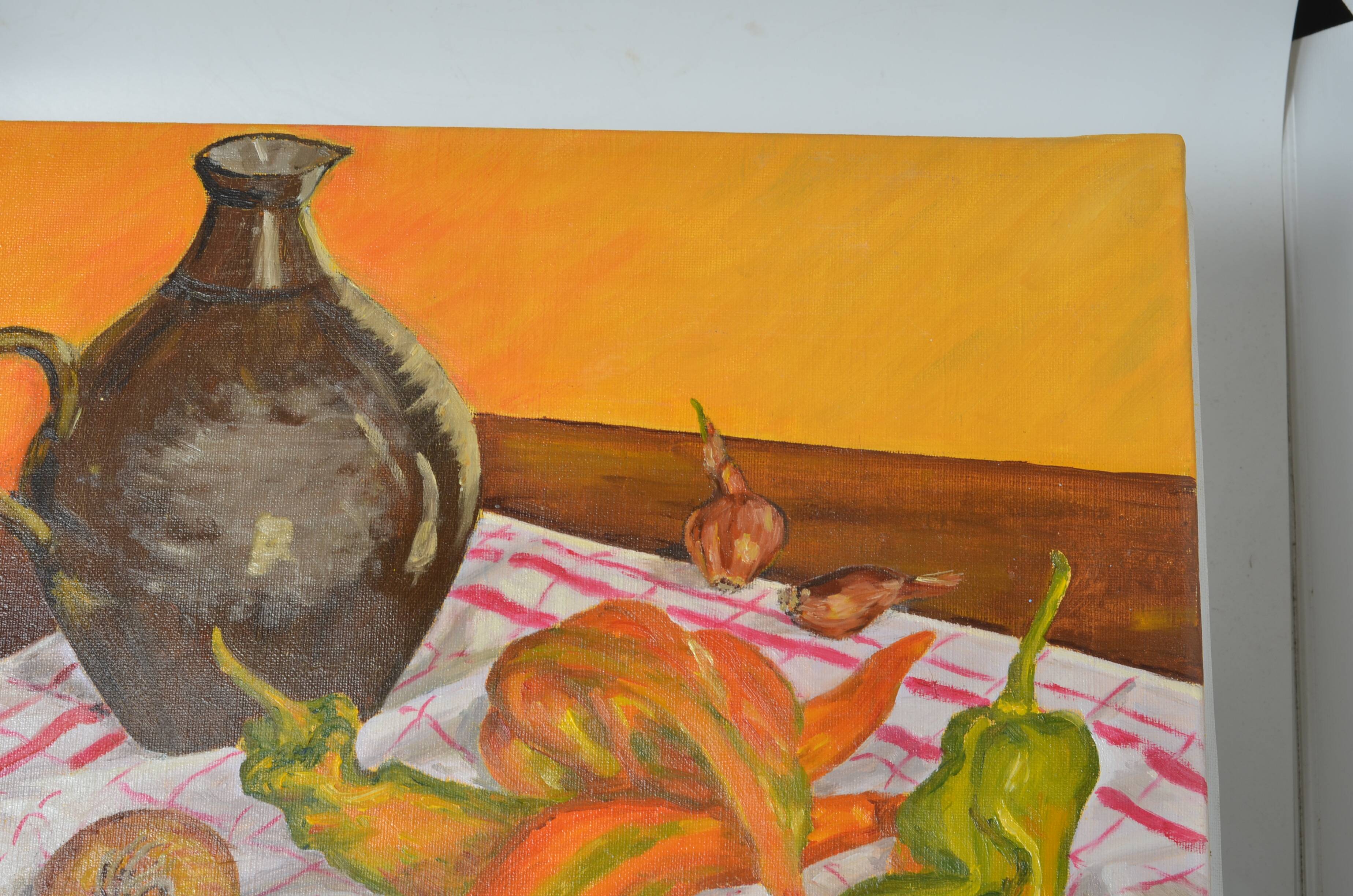 Oil on canvas Still life with peppers