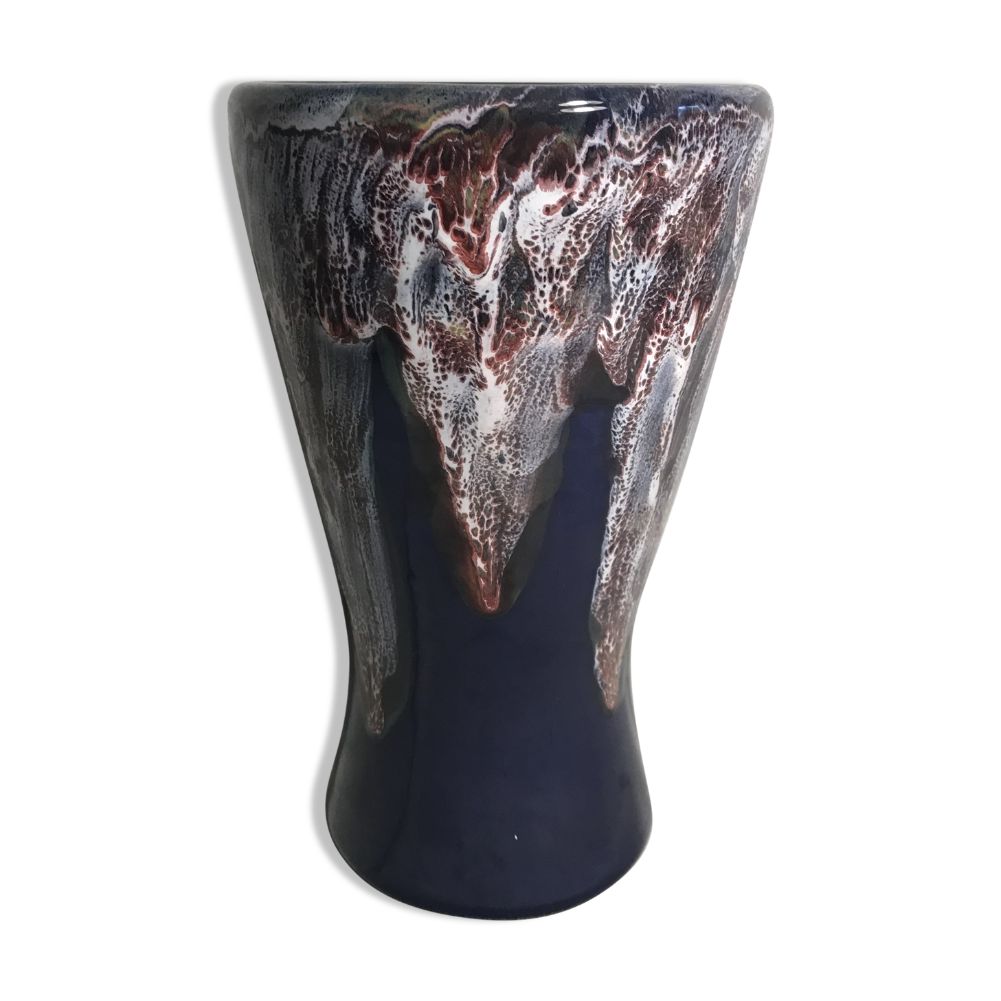 Ancien vase gaubier céramique multicolore années 70 vintage