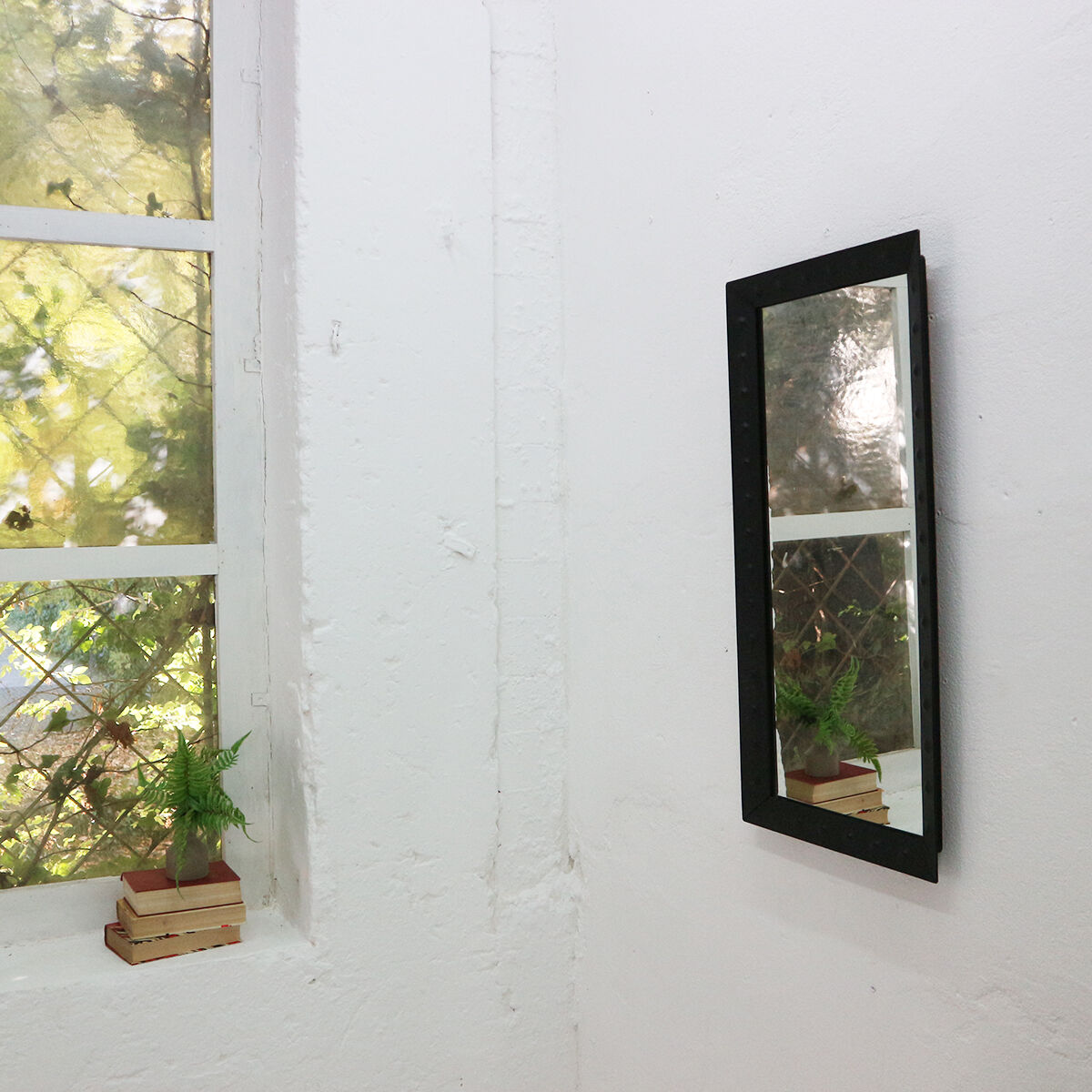 Wall mirror with welded steel frame 1960 - 42x85cm