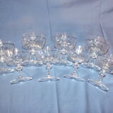 Set of 8 crystal champagne glasses cut around 1900