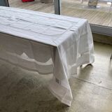 Nappe fil brodée main Art déco et 12 serviettes