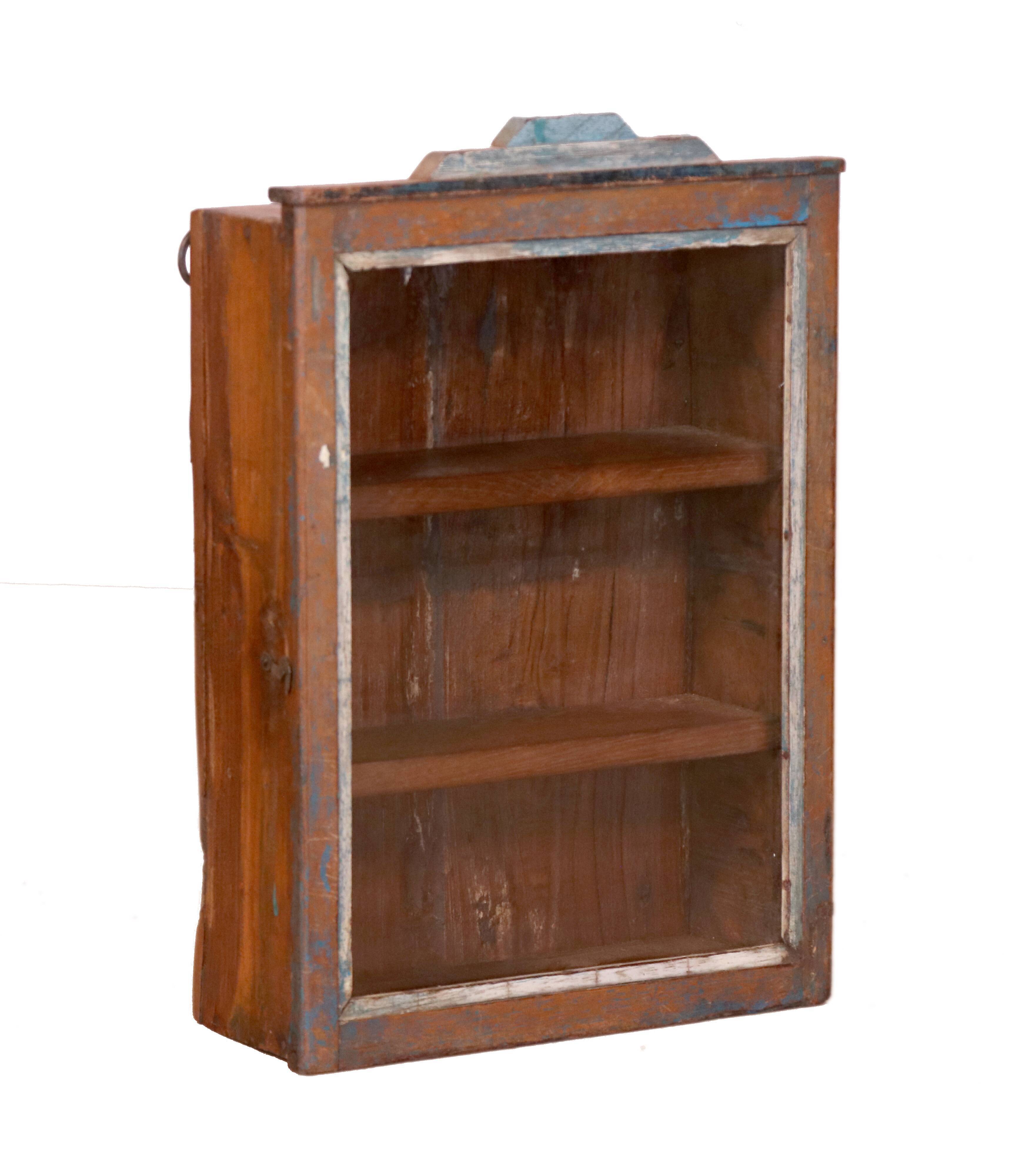 Old art deco wall display case in burmese teak