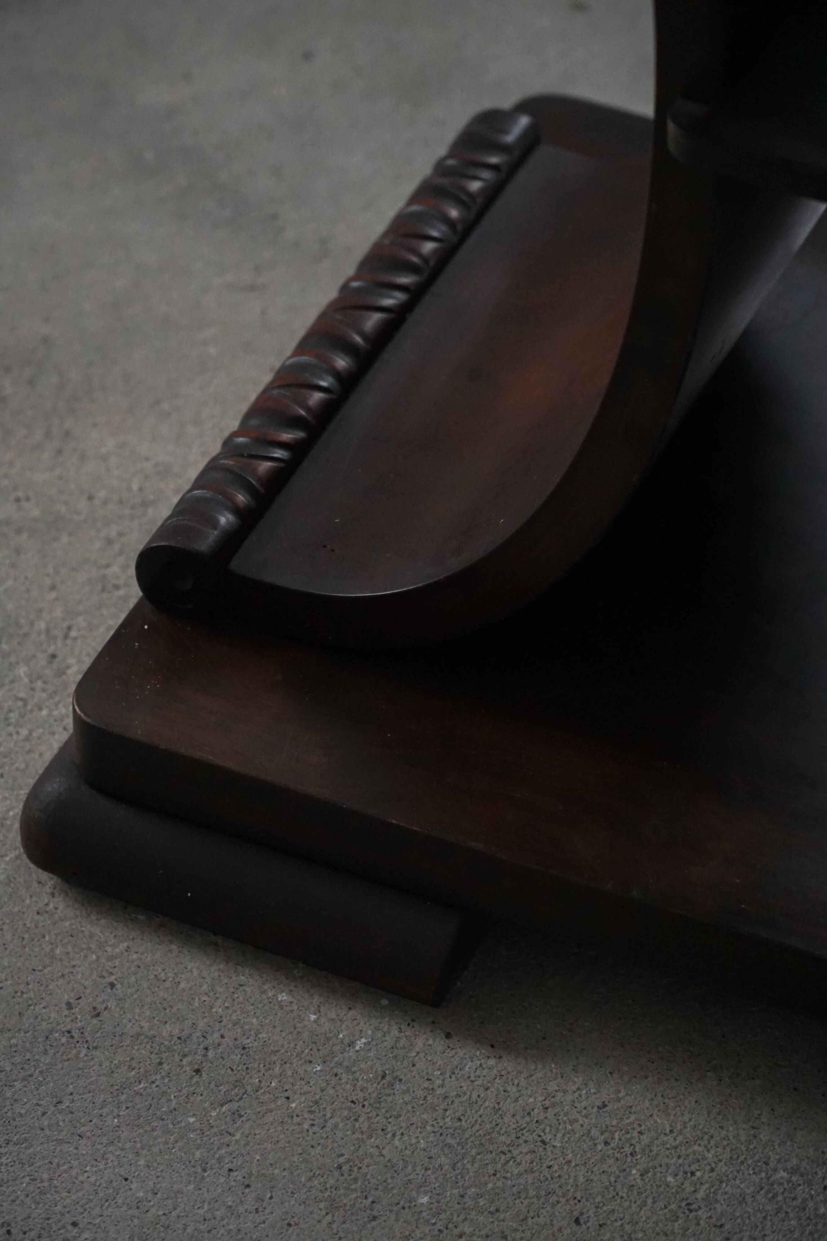 Side table / Low table in Danish Art Deco wood with shelf, 1930s-40s