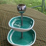 Ferlay Vallauris aperitif server, double in enamelled ceramic, vintage