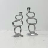 Pair of Matthew Hilton Circle Candlesticks