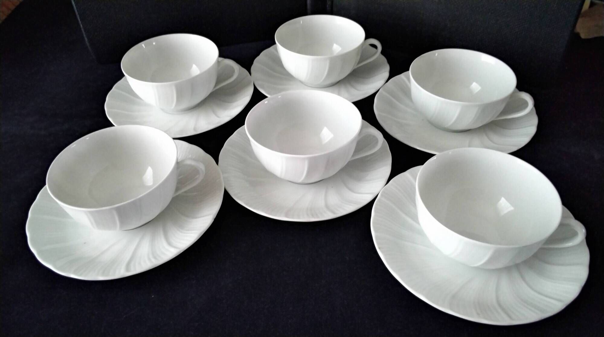 6 tea or coffee cups in Limoges porcelain by Bernardaud & Co.