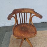 wooden swivel chair, height adjustable