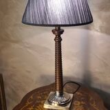 Striped wood lamp on silver base 70x25 classic 60s