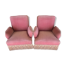 Pair of pink velvet toad armchairs