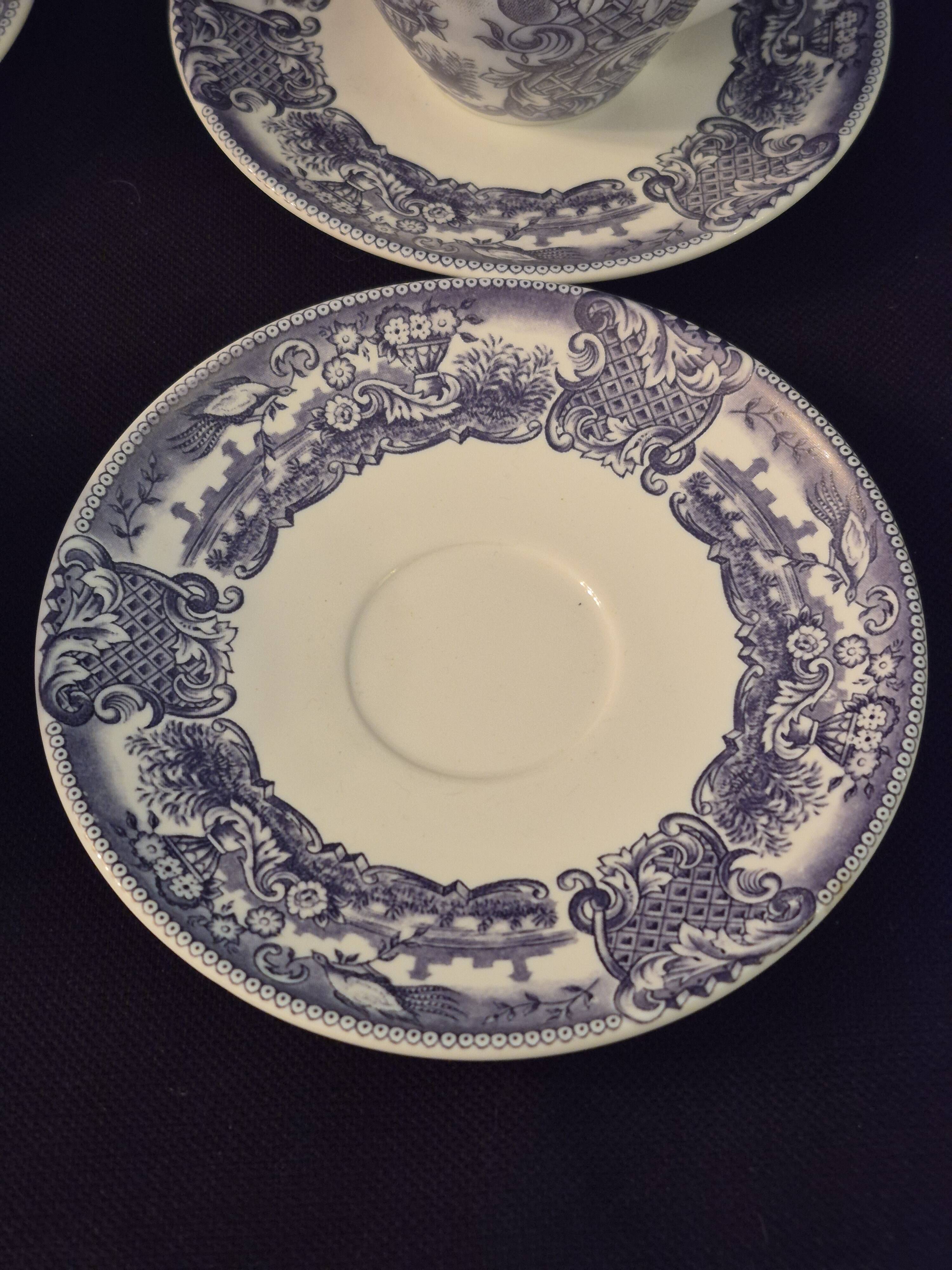 Set of six cups and saucers in opaline, vintage, RIVANEL