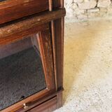 Vintage mahogany avocado bookcase with overhead glass doors circa 40's/50's